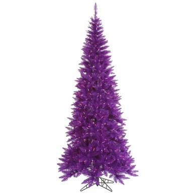 Vickerman 5.5' Purple Fir Slim Artificial Christmas Tree Purple  Dura-lit LED Lights