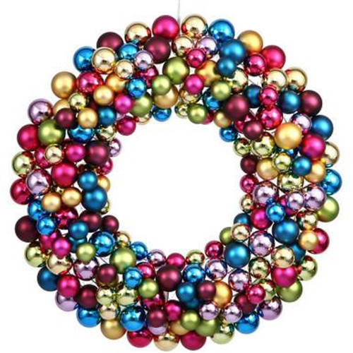  Vickerman 22" Multi-Colored Shiny and Matte Ball Wreath 