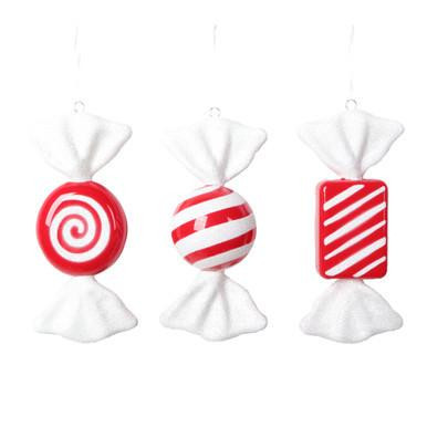  Vickerman 7.5"-8" Red Candy Christmas Ornament Assortment 3 per bag 
