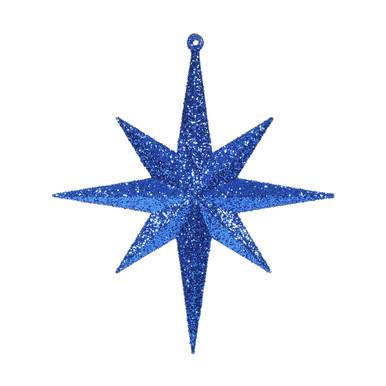  Vickerman 8" Blue Iridescent Glitter Bethlehem Star Christmas Ornament 4 per Box 
