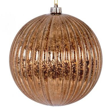 Vickerman 4" Mocha Shiny Lined Mercury Ball Christmas Ornament 6 per bag