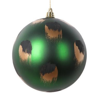  Vickerman 4.75" Matte Emerald Ball Christmas Ornament with Gold and Black Brush Strokes 4 per bag 