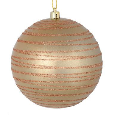  Vickerman 4.75" Cafe Latte Candy Finish Ball Christmas Ornament with Glitter Lines 4 per Bag 