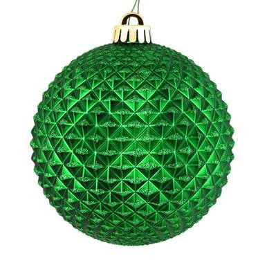 Vickerman 4" Green Durian Glitter Ball Christmas Ornament 6 per Bag