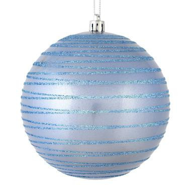  Vickerman 6" Lilac Candy Finish Ball Christmas Ornament with Glitter Lines 3 per Bag 