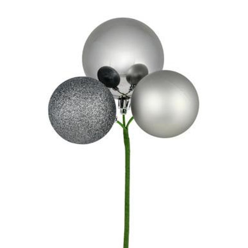  Vickerman 18" Limestone Ball Ornament Christmas Pick 4 per set 