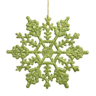  Vickerman 4" Lime Glitter Snowflake Christmas Ornament 24 per Box 