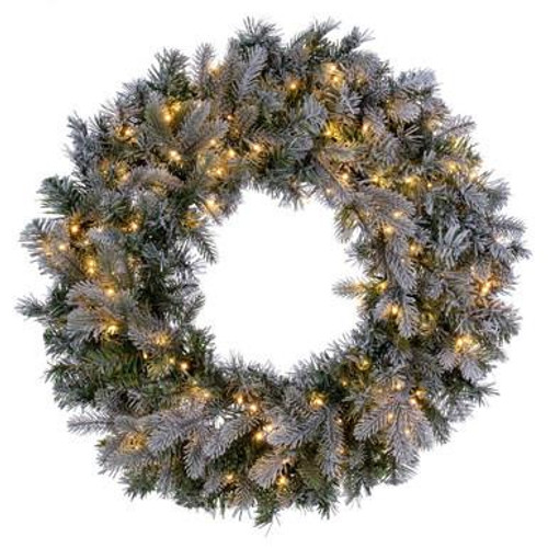  Vickerman 36" Frosted Douglas Fir Artificial Pre-Lit Wreath with Warm White LED Mini Lights 