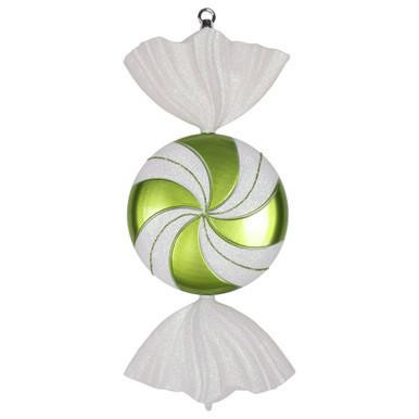 Vickerman 18.5" Lime-White Flat Swirl Candy Christmas Ornament
