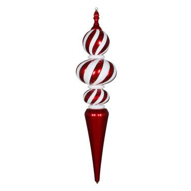 Vickerman 51" Jumbo Red and White Candy Finish Finial Stripe Christmas Ornament