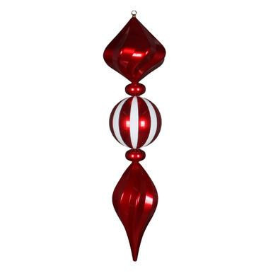 Vickerman 39" Red Candy Swirl Finial Christmas Ornament with White Glitter Accents