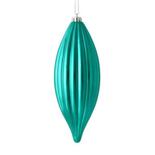  Vickerman 8" Teal Shiny Line Finial Christmas Ornament Pack of 4 