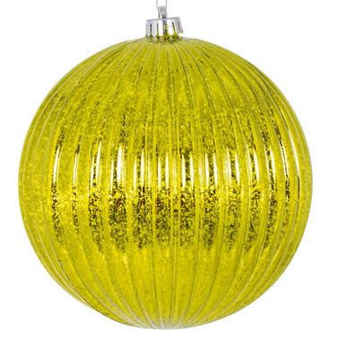  Vickerman 8" Lime Shiny Lined Mercury Ball Christmas Ornament 
