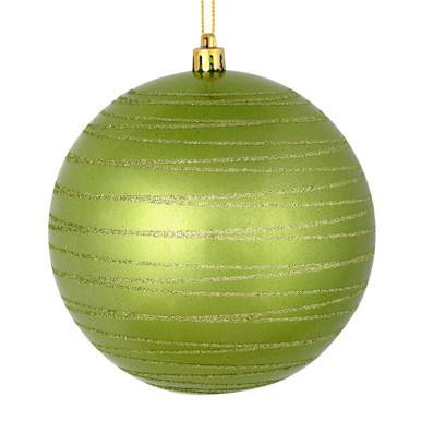 Vickerman 6" Celadon Candy Finish Ball Christmas Ornament with Glitter Lines 3 per Bag