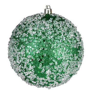  Vickerman 10" Green Glitter Hail Ball Christmas Ornament 