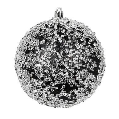 Vickerman 12" Black Glitter Hail Ball Drilled Wired
