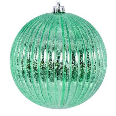  Vickerman 6" Seafoam Shiny Lined Mercury Ball Christmas Ornament 4 per bag 