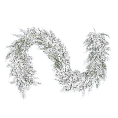 Vickerman 75" Artificial Snowy Cedar Garland