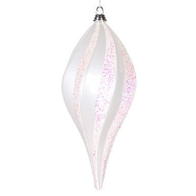 Vickerman 8" White Glitter Swirl Drop Christmas Ornament