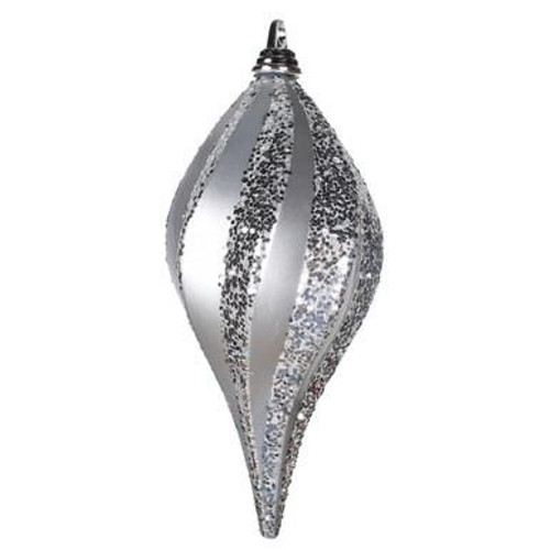 Vickerman 12" Silver Glitter Swirl Drop Christmas Ornament 