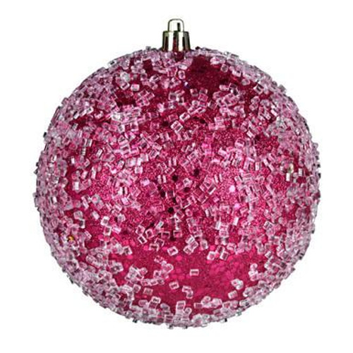  Vickerman 12" Fuchsia Glitter Hail Ball Christmas Ornament 