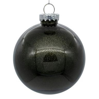  Vickerman 4" Clear Ball Christmas Ornament with Gunmetal Glitter Interior 6 Pieces per bag 