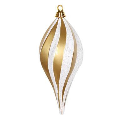 Vickerman 12" Gold and Silver Glitter Swirl Drop Christmas Ornament