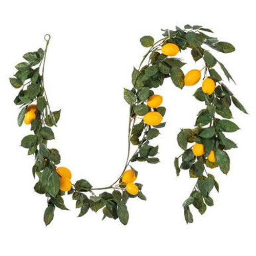  Vickerman 6' Artificial Green and Yellow Salal Leaf Lemon Garland 