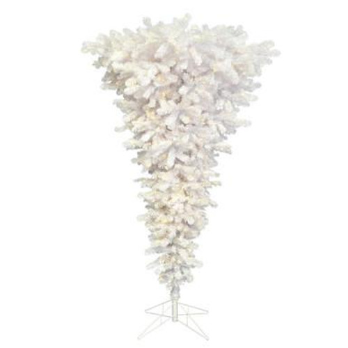  Vickerman 7.5' White Upside Down Artificial Christmas Tree Pure White Single Mold LED Lights 
