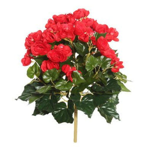  Vickerman 15.25" Artificial Red Polyester Begonia Bush 