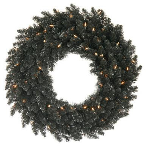  Vickerman 24" Black Fir Artificial Christmas Wreath Warm White Dura-Lit LED lights 