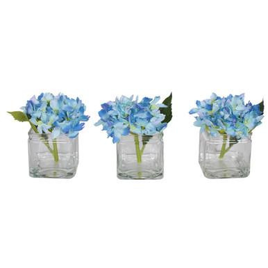  Vickerman Artificial 5" Blue Hydrangea in Cube 