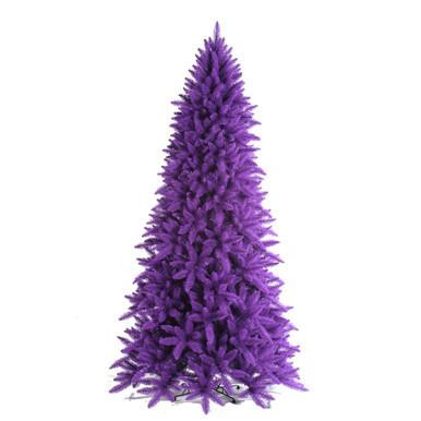 Vickerman 4.5' Flocked Purple Slim Fir  Artificial Christmas Tree Purple Dura-lit LED Lights