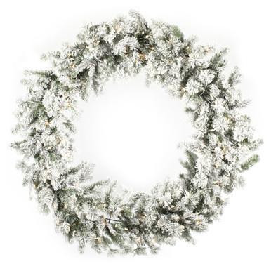 Vickerman 48" Flocked Kiana Artificial Christmas Wreath Warm White Dura-Lit LED Mini Lights