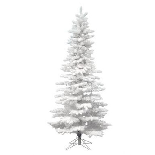 Vickerman 9' Flocked White Slim Artificial Christmas Tree Unlit 