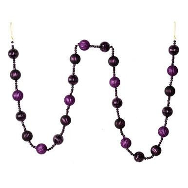 Vickerman 6' Plum Stripe Ball Ornament Christmas Garland