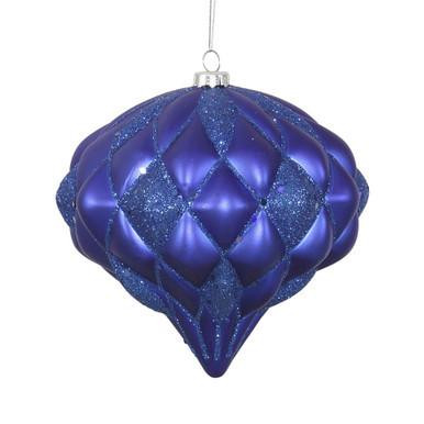 Vickerman 5.7" Blue Matte/Glitter Diamond Onion Christmas Ornament