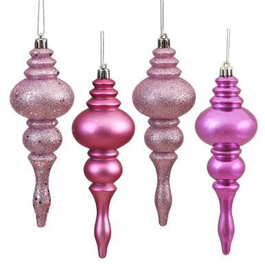  Vickerman 7" Mauve 4-Finish Finial Christmas Ornament 8 per Box 