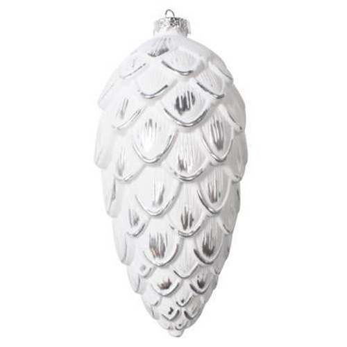  Vickerman 8" Silver Brushed Pinecone Christmas Ornament Pack of 2 