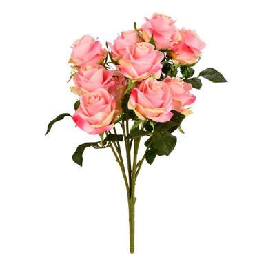Vickerman 17.5" Artificial Pink Rose Bush