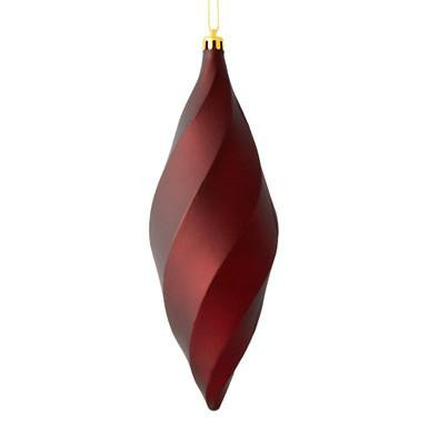 Vickerman 8" Wine Matte Swirl Finial Christmas Ornament Pack of 6