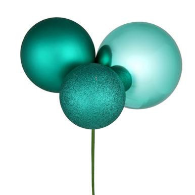  Vickerman 18" Teal Ball Ornament Christmas Pick Pack of 2 