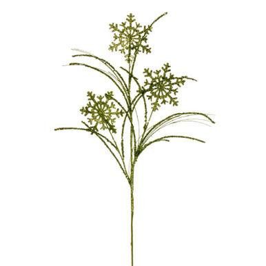 Vickerman 31" Lime Snowflake Glitter Spray 6 per bag