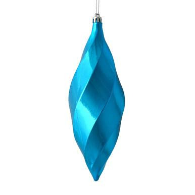 Vickerman 8" Turquoise Shiny Swirl Finial Christmas Ornament Pack of 6