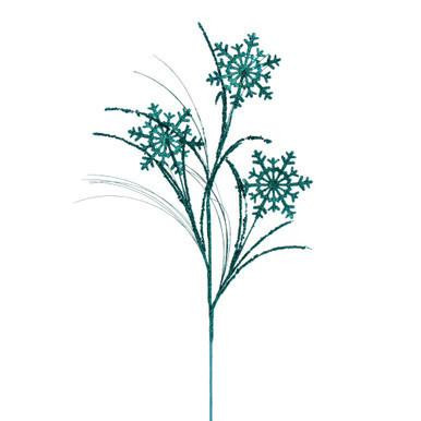 Vickerman 31" Teal Snowflake Glitter Spray 6 per bag