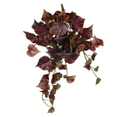 Vickerman 18" Artificial Burgundy Grape Leaf Hanging Bush Set of 3