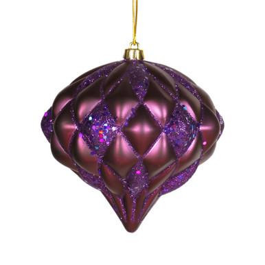  Vickerman 5.7" Plum Matte/Glitter Diamond Onion Christmas Ornament 