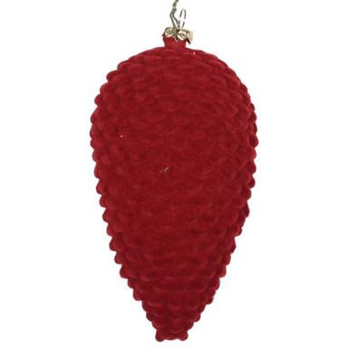  Vickerman 5" Burgundy Flocked Pinecone Christmas Ornament Set of 4 