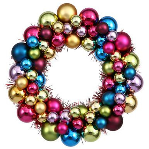  Vickerman 12" Multi-Colored Shiny and Matte Ball Wreath 