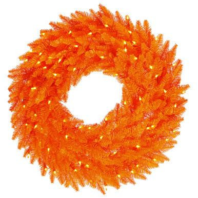 Vickerman 36" Orange Fir Artificial Christmas Wreath Orange Dura-Lit LED lights